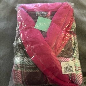 Ulta Beauty Pink Plaid Women's wrap Robe size L/XL